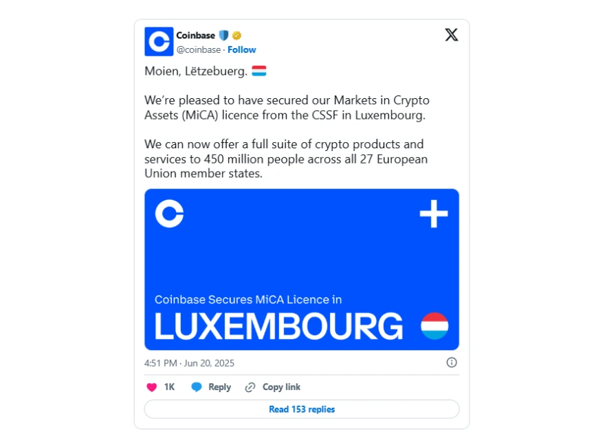 رشد سهام Coinbase